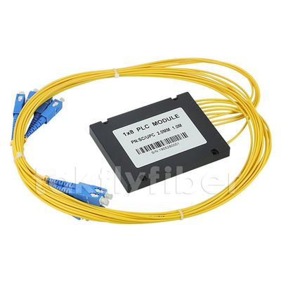 2.0mm Cable 1X8 Fiber Optic PLC Splitter ABS Module With SC Connector