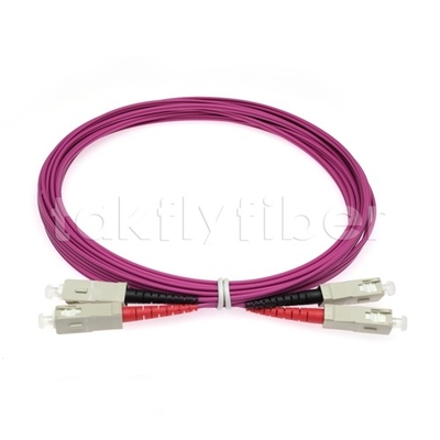 OM4 Duplex Fiber Optic Patch Cable LSZH Violet Jacket SC To SC 3.0mm 850nm